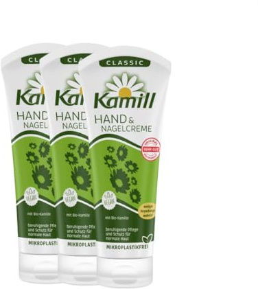 3er Pack Kamill Hand- & Nagelcreme CLASSIC (3 x 100ml) - beruhigt & schützt mit Bio-Kamille aus kontrolliert biologischem Anbau, mit veganen Inhaltsstoffen & ohne Mikroplastik