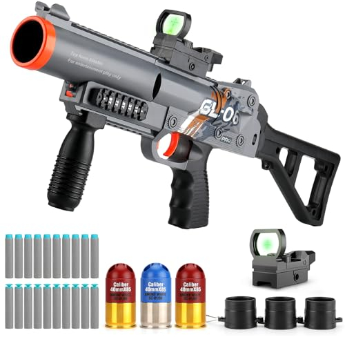 XAZASTOV Spielzeugpistole Kinder, Schaumstoff Blaster Schrotflinte Mit 20 Weichen Kugeln, Schießspielzeug für 8+ Kinder Jungen Jugendlicher Erwachsene, Grau