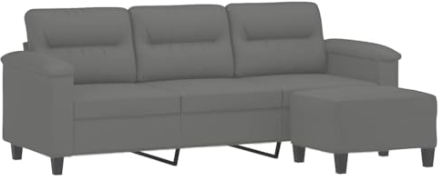 vidaXL Sofa 3 Sitzer, Couch mit Kissen, Liegesofa für Wohnzimmer, Polstersofa Sessel Relaxsofa Loungesofa Relaxcouch, Dunkelgrau Mikrofasergewebe