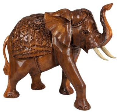 Villa Métisse Scultura elefante XL in legno di suar 50 cm