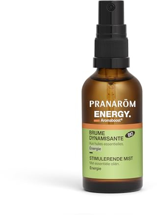 Pranarôm Aromaboost Energy Bio Brume Dynamisante 50 ml | Pin sylvestre pour stimuler et revigorer le corps et l'esprit. Ambiance tonifiante anti-fatigue. Cure de 1 mois.
