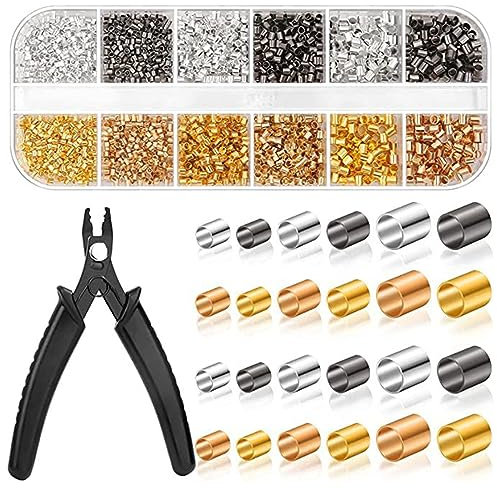 Domasvmd 2200pcs Crimping Beads Set Crimp Tubes With Crimping Pliers Jewelry Crimp Beads End Tube Caps DIY Craft Jewelry Supplies Crimp Tubes With Crimping Pliers