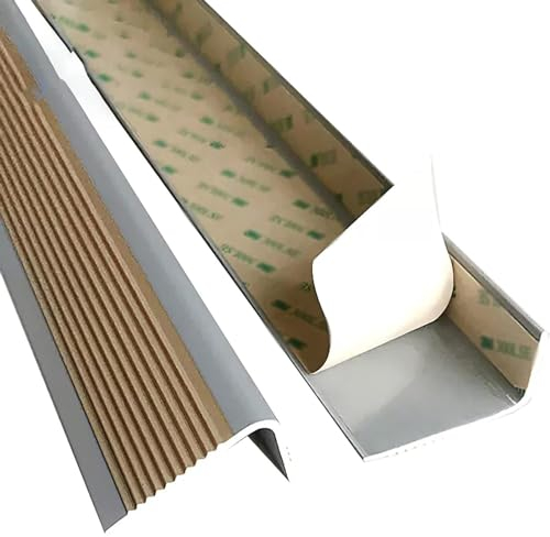 HDYZJQ Gummi-Treppenstufen, rutschfest, L-Form, Selbstklebender Treppenkantenschutz, Treppenkantenrolle für Marmor/Fliesen/Holzstufen(Brown,L150cm-10Pack)