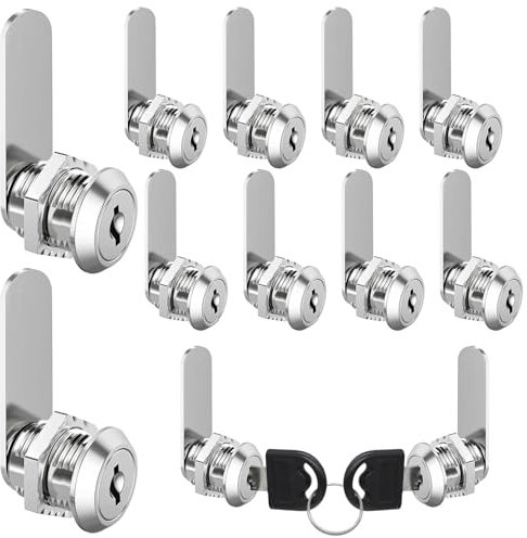 10 pcs Serrure Boite aux Lettres 20mm, Verrou Boite aux Lettres avec Clés, une clé Contrôle Toutes les Serrures, Adaptées aux Epaisseurs de Porte Jusqu'à 16 mm