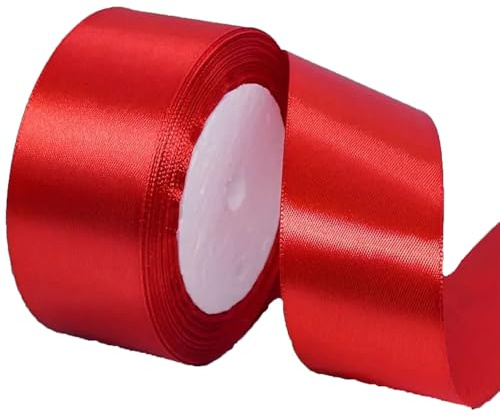 4cm Rot Satinband, Satin Dekoband Präsent Geschenkband Breit Ribbon für Kleid Hochzeit, Taufe und Geburtstag Geschenke,Satin Dekoband, Deko Band Geschenkverpackung, 22.8M…