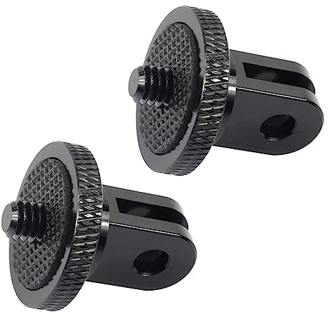 2 Stück Stativadapter mit 1/4-zoll-20-gewindeschraube für Kamera | Aluminiumlegierung, Schwarz, zur Befestigung an Halterung, Passend für Standard und Action Cam