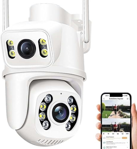 Telecamera Wi-Fi Esterno, Telecamera Di Sicurezza 4K 8MP Telecamere Di Sorveglianza Esterna Senza Fili Telecamera IP Con Rilevamento Automatico Del Doppio Obiettivo For La Casa per la sicurezza domest