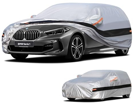 Holthly Autoabdeckung Passend für BMW 1er BMW 1 Series F20/F21/F52/F40/F70/E87/E82/E81/E87/E88(2004-2025) 10 Schichten Vollgarage Auto Abdeckplane 100% Wasserdicht Autoplane Outdoor Autogarage.
