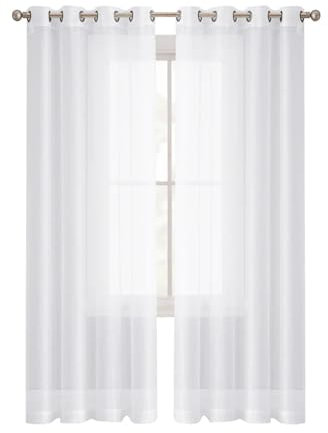 Wasserdichte Outdoor-Terrassen-Vorhänge für den Sommer, weiß, durchsichtige Voile-Vorhänge für Rasen, Hof, Pergola, wärmeisoliert, Tüll, Trennwand, Fensterbehandlung, 4 Paneele, 132 x 241 cm