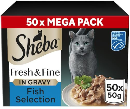 SHEBA CATCARE Pouch Wet Fresh & FINE (Fish) Chunks IN Gravy Adult 50G Multipack Standard