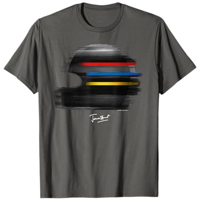 James Hunt - Casco da corsa con fascia blu, giallo, rosso, arte ufficiale Maglietta