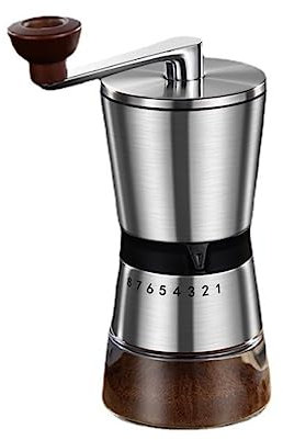 ASZHQUXIUAS Molinillo de café,Molinillo de café Manual, Molinillo de café Manual con 8 configuraciones de Grosor Ajustables Molinillo de café con manivela y muelas de cerámica