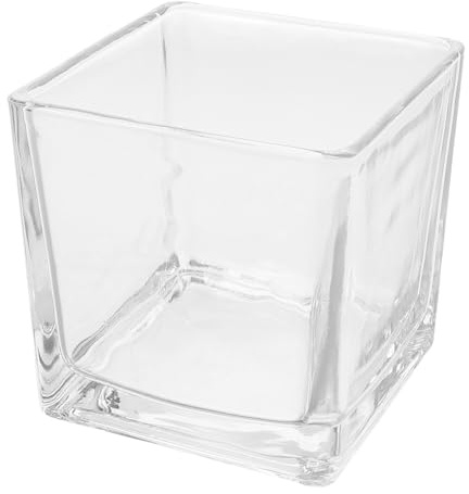 GLEAVI Glass Cube Vase Square Floral Glass Vase for Centerpieces for Table Decor Plant Terrarium Container