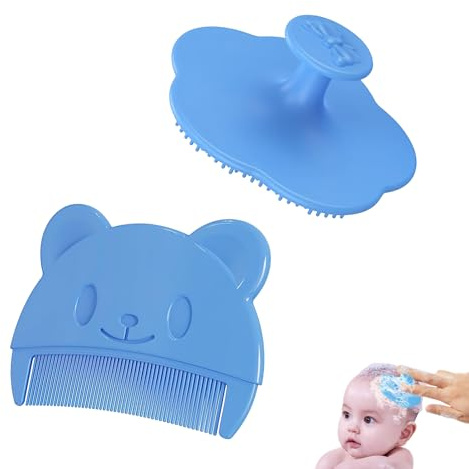 2 Piezas Cepillo de Baño para Bebe, Cepillos Costra Láctea Bebé de Silicona, Peine para Bebés para Recién Nacidos y Bebés