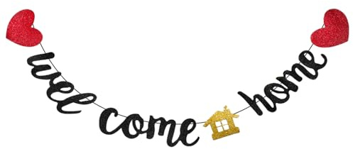 Welcome Home Deko Willkommen Zuhause Girlande Banner | Willkommen Zuhause Girlande Schwarze Willkommen Zurück Deko Set Familie Party Schule Saison