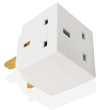 2 Way 3 Pin Power Plug Adaptor Splitter 13A Multi Wall Plug Cube 3 pins Socket Splitter Extension Plug adaptor UK Socket Splitter Block for Kitchen, Home, Office etc (pack of 1)