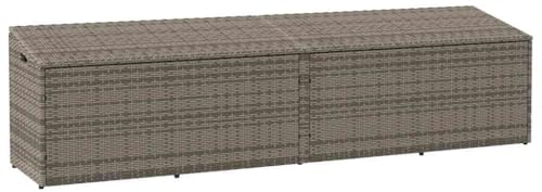 IKAYAA Baúl de Exterior Ratán PE, Baúl de Almacenamiento Exterior XXL, Caja de Almacenamiento con Bolsa, Arcón de Almacenaje para Patio Jardín, 220 x 50 x 58 cm Gris