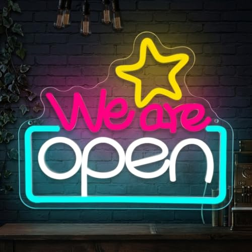 We Are Open Neon Schild für Geschäft LED Schild für Wand Offen Neon Licht USB für Bar Restaurant Café Salon Hotel Store Dessert Store Party Deko Eröffnung Geschenk