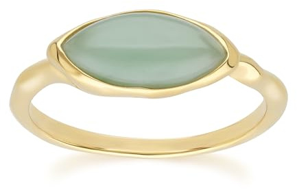 Gemondo Bague irrégulière en jade vert teinté marquise, en argent sterling plaqué or 18 carats Taille : 54