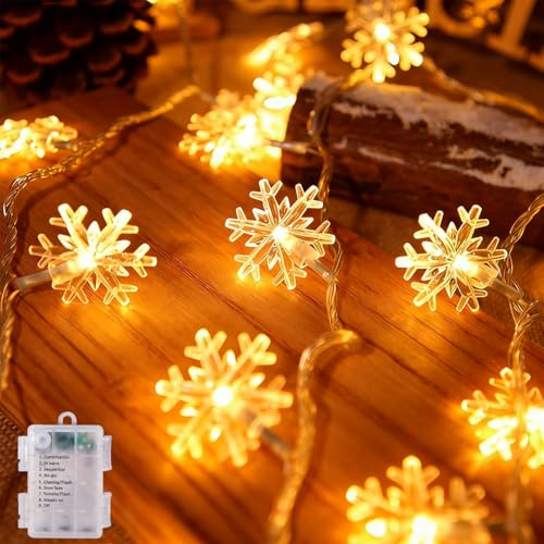 sukaudiz Guirlande Lumineuse, 6M - 40 Lumières LED, IP65 Étanche, 8 Modes, Guirlande Lumineuse Flocon de Neige, Adaptée aux Décorations de Noël, Fêtes et Mariages