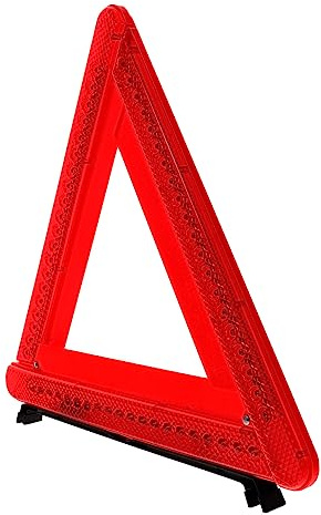 SOLUSTRE Triangle De Routière Pliable Led Avec Trépied Voyant Urgence Lumineux Pour Voiture Dispositif De Sécurité Stabilisé Et Simple à Stocker Sans Batterie
