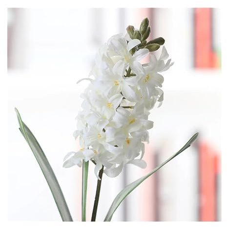 Fiori artificiali per la decorazione, fiori artificiali, fiori artificiali idratanti 3D di giacinto, fiori finti al tatto reali per la decorazione della casa, piante in vaso per matrimoni(White)