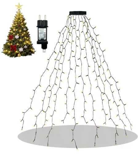 Opard Lichterkette Weihnachtsbaum 360 LEDs 12×3 m, LED Weihnachtsbaumbeleuchtung mit Ring, Christbaumbeleuchtung Innen, Lichterkette Tannenbaum Warmweiß, für Innen & Außen