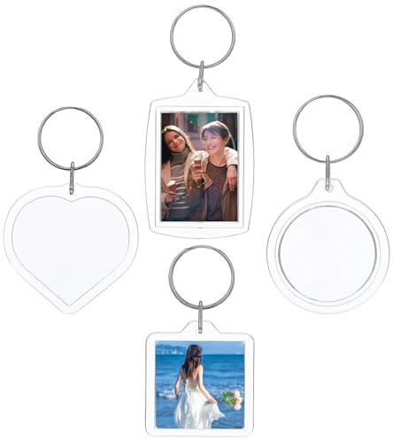 4 Stück Foto Schlüsselanhänger Acryl Schlüsselanhänger für Bilderrahmen Transparent Bilderrahmen Schlüsselring Bilderrahmen-Anhänger Geschenk Personalisierte Bilderrahme für Souvenirs Kunsthandwerk