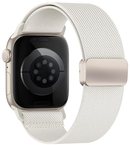 Armband kompatibla med Apple Watch Band 38 mm 40 mm 41 mm 42 mm 44 mm 45 mm 46 mm 49 mm Herr Dam, Andningsbart Sport Nylon Elastiskt Armband för iWatch Seriers 11/10/9/8/7/6/5/4/3/2/1 Ultra SE, 44mm