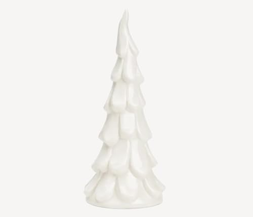 Deko Tannenbaum aus Keramik in Weiß, Stilvole Weihnachts oder Winterdeko für Ihr Zuhause, Tisch & Fensterbank