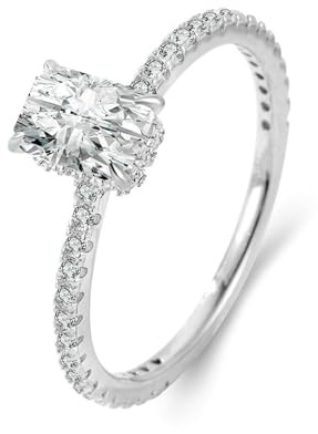 Whoiy Damenring Moissanite 1ct, Verlobungs Ring 950 Platin Oval Eheringe Echtgold Jahrestagsring für Frauen Gr. 52 (16.6)
