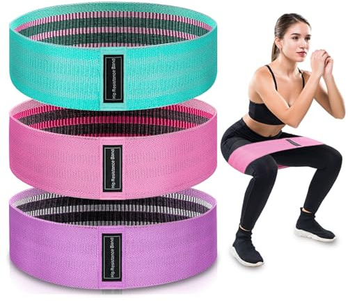 Exercise Band, Resistance Bands Set for Glutes,Yoga | Fabric Resistance Bands with Non-Slip Design for Leg,Workout Booty Bands for Men & Women, Home Fitness, Rehab, Pilates