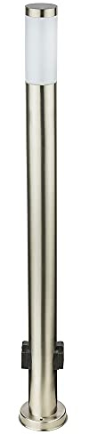 Aussenlampe mit Steckdosen Außensteckdose mit Licht Garten Aussensteckdose Edelstahl, Fernbedienung dimmbar, 1x RGB LED 9W 806lm 3000K, DxH 7,6x110 cm