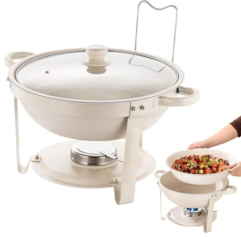 Zasdvn Chafing Dishes bianco per buffet | Supporto da portata con coperchio trasparente – Set da tavolo Chafing per feste, matrimoni, ricevimenti, festività, giorno del Ringraziamento, Natale
