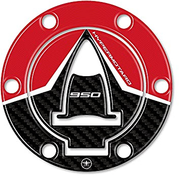 LABELBIKE 3D Motorrad Tankdeckelaufkleber kompatibel mit Ducati | Hypermotard 950 2019-2024, Harzschutz, Kratzschutz, Dekoration, Rotcarbon