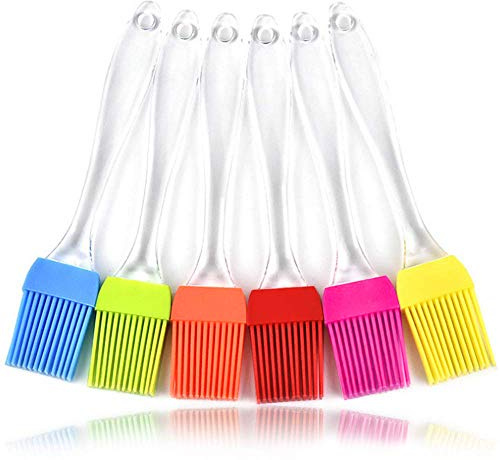 Starchef Kitchen Silicone Basting Pastry & BBQ Brushes Set- Flexible,Crystal Transparent Handle(6 Colors,6pcs)