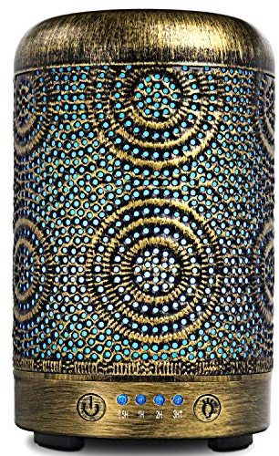 SALKING Diffusore di Oli Essenziali, 100ml Metallo Diffusore di Aromi, Ultrasuoni Aromaterapia Diffusore con 7 Colori LED Luce Notturna, Diffusore per Oli Essenziali Senza BPA, Profumazione Ambiente