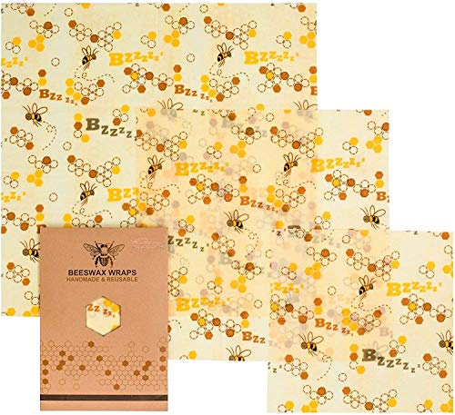 Smart Health Organic Beeswax Wraps Food Wraps-ECO-Friendly Biodegradable Reusable-Plastic-Free, Alternative and Sustainable Food Storage-Re-Washable All Natural-Keeps Produce Fresh, Cotton