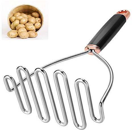 Alinnart Potato Masher, Stainless Steel Potato Masher, Heavy Mashed Potatoes, Professional Metal Wire Masher Kitchen Tools for Beans, Avocado, Vegetable-26cm (Rose Gold)