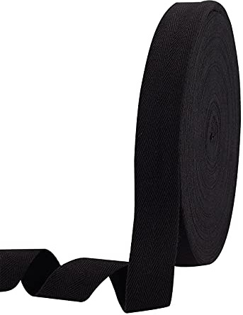 NBEADS 49 Yards (45m) / Roll Baumwolle gurtband, Cotton Tape Bänder, Fischgräten Baumwoll Webbings, 3 cm Breite Flache Fischgrätenschnüre Aus Baumwolle Zum Stricken von DIY-Basteln, Schwarz