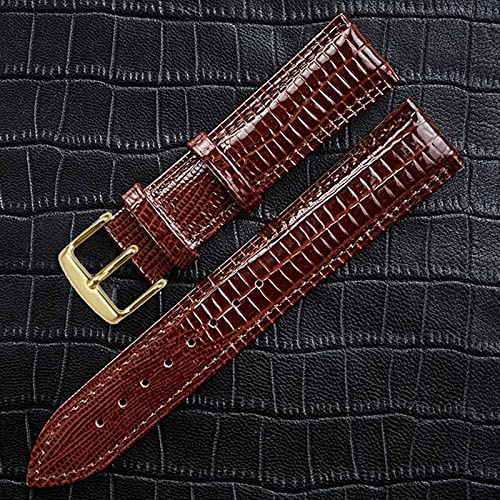 ZXF Uhrenarmbänder Leder, Mode Textur Leder Armband Pin Schnalle Uhr Uhrband Für Frauen Und Mann 12mm 14mm 16mm 18mm 20mm 22mm 24mm elegant und stilvoll (Band Color : Brown Gold, Band Width : 18mm)
