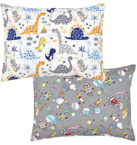 Kinder-Kinder-Kissenbezug 2 Stück, 99% Baumwolle Baby-Kissenbezug Umschlag-Stil Reisekissenbezug weich atmungsaktiv für Jungen Mädchen Bettwäsche Kleinkinder Kinderbett 49 x 36 cm maschinenwaschbar