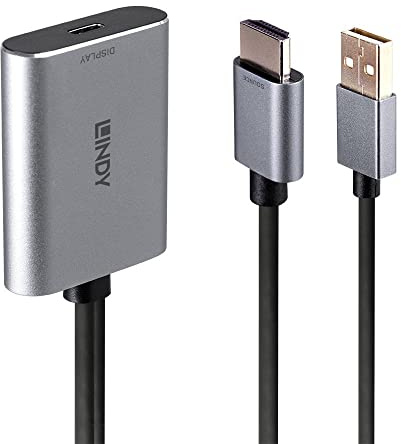 LINDY 0.5m HDMI to USB Type C Converter - 4K UHD 3840x2160@60Hz, 18Gbps, DP 1.2 Alt. Mode, HDCP 1.4, 7.1ch 192kHz 24bit Sound, Aluminium