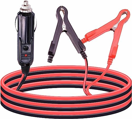 Leehitech 3M/10FT 12V/24V Car Charger Extension Cord, Male Plug to Battery Clips 16AWG Heay Duty Extension Cable With Led Lights for Vehicle Equipment, Car, Boat, Truck, RV, Tire Inflator