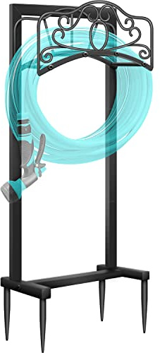Shomextol Garden Hose Holder -Upgraded Hose Holder Holds,Freestanding Heavy Duty Hose Hanger,Sturdy Hose Stand and Hose Storage for Lawn & Yard,Black(Butterfly-Style)