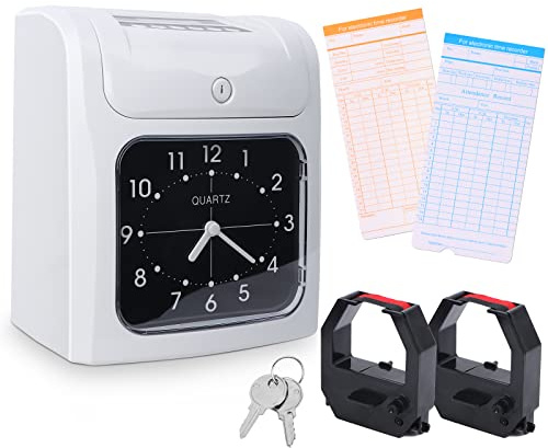 Timbracartellini Dipendenti, Automatica Registratore Tempi Presenze Con Orologio E 50 Schede Di Tempo 2 Chiavi, Rilevazione Presenze Registratore di ufficio, fabbrica, scuola
