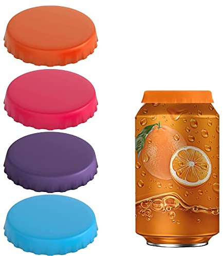 Silicone Beverage Can Lids, 4 PCS Soda Saver Caps, Leak-Proof & Dust-Resistant Can Covers, for Outdoor Parties, Camping, and Travel (Multi Color) | Soda Saver Caps, Leak-Proof & Dust-Resistant, For Outdoor Parties, Camping, and Travel