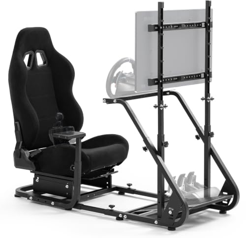 Dardoo G923 Rennsimulator Cockpit mit Monitorständer und Gaming Chair Verstellbar Passend für Logitech G29 G920, für Thrustmaster T150 Lenkradständer ohne Schalthebel, Rad, Pedale und Display