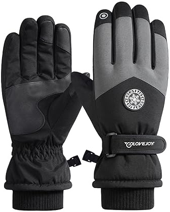 SUGSHYN Guanti da Sci Donna Caldi Touch Screen Guanti Sci Invernali Impermeabili Antiscivolo Guanti da Neve Donna Termici Caldi Pile Sport Alpinismo Snowboard Quitazione Antivento Bici Moto (Nero)