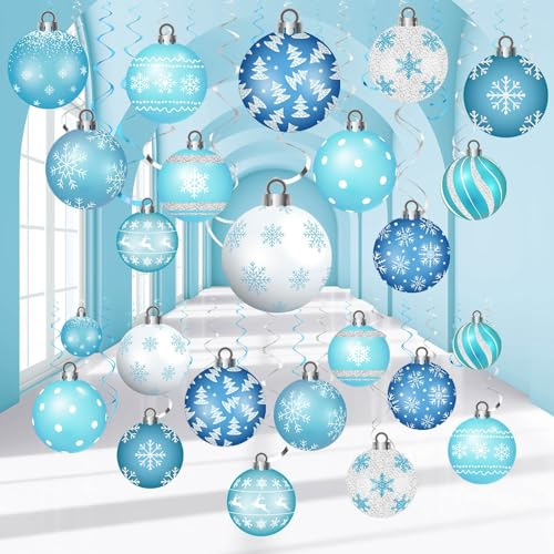 Harrycle 54 Stück Winter Hängende Wirbel Deko Weihnachten Spirale Girlanden mit Folie Winter Wunderland Deko Weihnachtskugeln Ornamente Deckenanhänger für Feiertag Baby Party Weihnachtsfeier